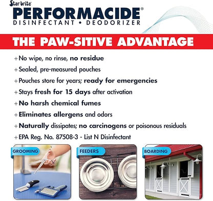 PERFORMACIDE No-Rinse Disinfectant / Deodorizer for Pet Surfaces | Kills Parvovirus, Ringworm, Feline Calicivirus, Avian Influenza (Bird Flu) Eco Friendly, Naturally Dissipates, Refillable, 32 OZ Kit