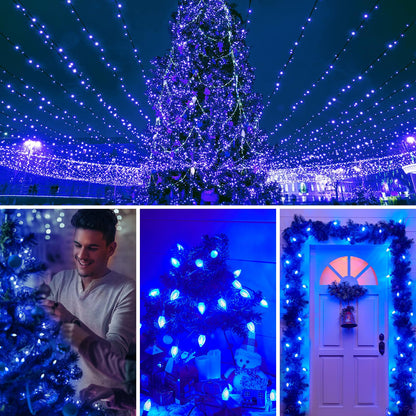 Minetom C9 LED Christmas Light Bulbs, Shatterproof, Dimmable, E17 Base, 25 Count, Blue