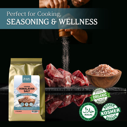 Pacific Pelican Iodized Himalayan Pink Salt | Coarse Grain, Unrefined, Pure Rock Salt | 2 Pounds | 100% Natural & Organic for Cooking, Seasoning & Wellness