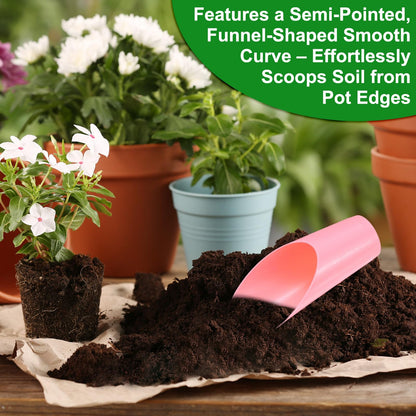 M METERXITY 18-Pack Bonsai Soil Scoops, Plastic Garden Soil Scoops Bucket Shovel Potting Scoopers for Transplanting/Flower Planting/Plant Succulent, Colorful Small Gardening Tools [Pink]