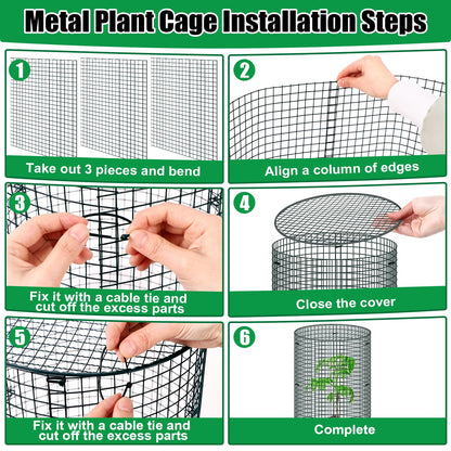 10 Pack Wire Plant Protector with Cover, 16"x12" Detachable Metal Plant Protectors Mesh, Garden Plant Protectors for Shrubs Flowers Vegetables to Keep Rabbit & Chicken Animals Out