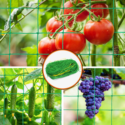 Trellis Netting for Climbing Plants, 6.6x9.85 FT Heavy Duty Garden Trellis Net with 27 Strands Nylon for Cucumber, Grape, Vine, Vegetables, Flowers, Bean, Tomato Grow Trellis Net (Green, 1 Pack)