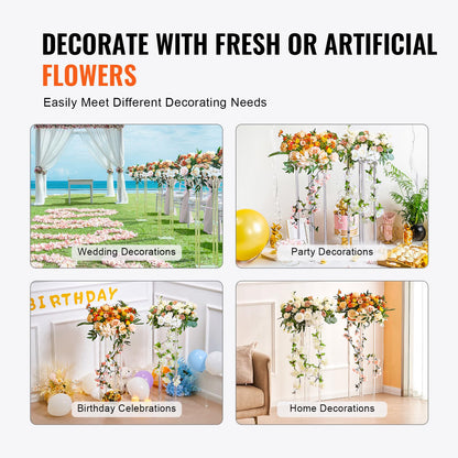 Happybuy 2PCS 31.5inch Wedding Flower Stand, Acrylic Vase Column Geometric Centerpiece, Floral Display Rack with Acrylic Laminate for Events, Reception, Party, Home Decoration