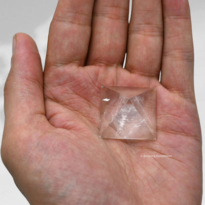 Amazing Gemstone Clear Quartz Pyramid Crystal Healing Stones - 1" Great Pyramid Figurine of Natural Stone Pyramid for Meditation, Reiki, Chakra Balancing and Crystal Pyramids Grid