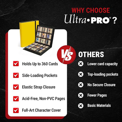 Ultra Pro 2025 Pokemon Card Binder 9 Pocket Featuring Pikachu – Trading Card Binder Holds 360 Cards Side Loading – Organizer for TCG Collectors with Elastic Strap Closure for Sleeved Cards