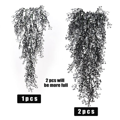 RECUTMS Artificial Hanging Plants 4 Pcs Fake Ferns Artificial Plants Large Faux Hanging Plant Wall Plants Fake Ivy Room Home Garden Wedding Halloween Party Indoor Outdoor Decor(Black White)