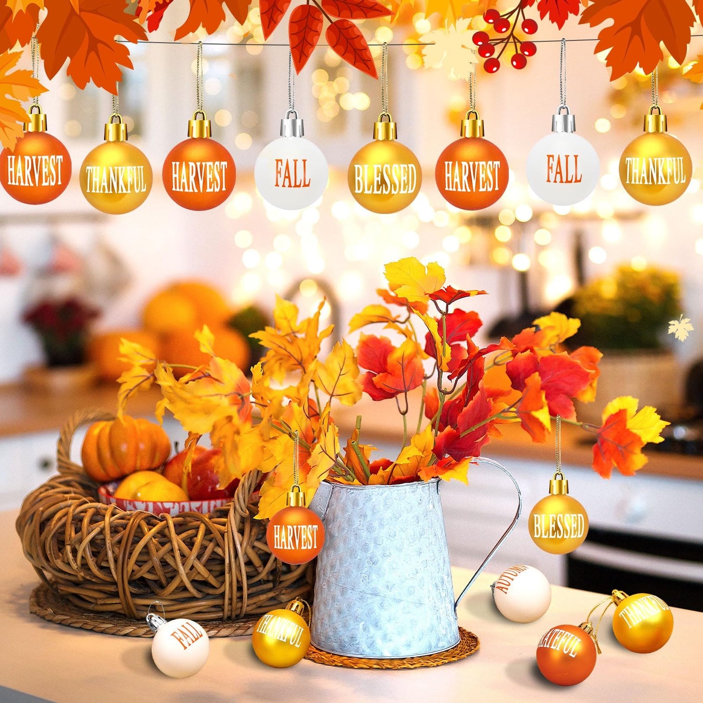 JULMELON 36 Pcs Fall Tree Ornaments for Thanksgiving Day Decor