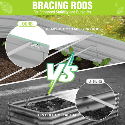 WORKPRO 2PK 8x4x1ft Outdoor Galvanized Raised Garden Bed, Easy Assembly Planter Raised Beds for Vegetable, Flowers, Herbs, Light Green