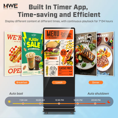 QIXZOCV MWE 32 Inch Indoor Digital Signage Displays Touchscreen Kiosk Floor Standing Advertising Display LCD Poster Interactive Display Android System with Auto Media Player