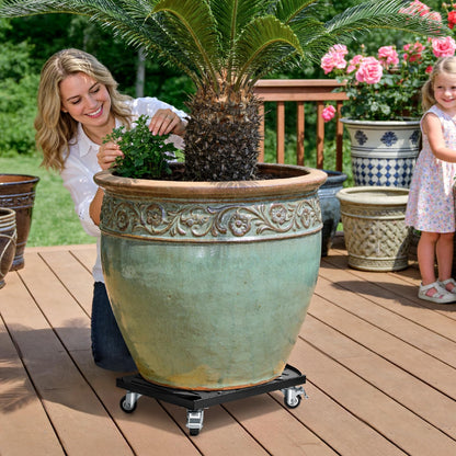 KEDSUM Plant Caddy with Wheels, Anti-Tip 4-Wheel 800LBS Heavy Duty Plant Stand, Adjustable Steel Panel for Versatile Use in 15-20 Inch Plant Stand, Rust-Resistant for Indoor Outdoor Flowerpot