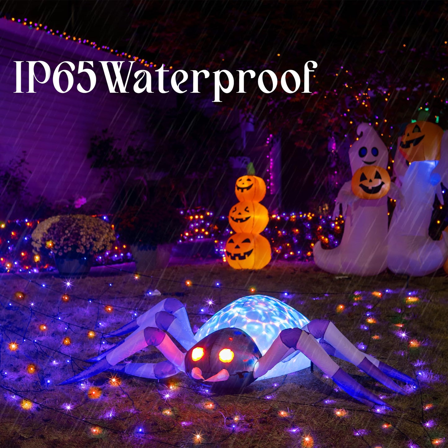 Selarlyt 4-Pack 400LED Solar Halloween Lights，Orange& Purple String Lights，Solar Fairy Lights with 8 Modes， Halloween Lights Outdoor Waterproof for Bedroom Patio Garden Party Yard Decoration