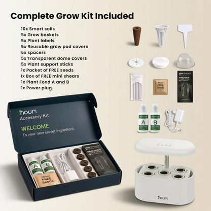 Nouri Hydroponics Growing System, 5 pod APP Smart Indoor Herb Garden Kit with LED Grow Lights, Hydroponic Herb Garden Indoor for Plant Lovers, Gardeners, Kitchen, Tomato Seeds Included