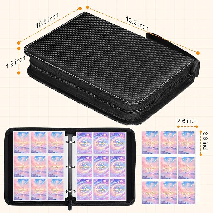 Card Binder 9 Pocket, 900 Pockets Card Holder Compatible with Game Cards Gift for Girls and Boys, Trading Card Binder Album Case Book Storage For Photocards, Large,Black