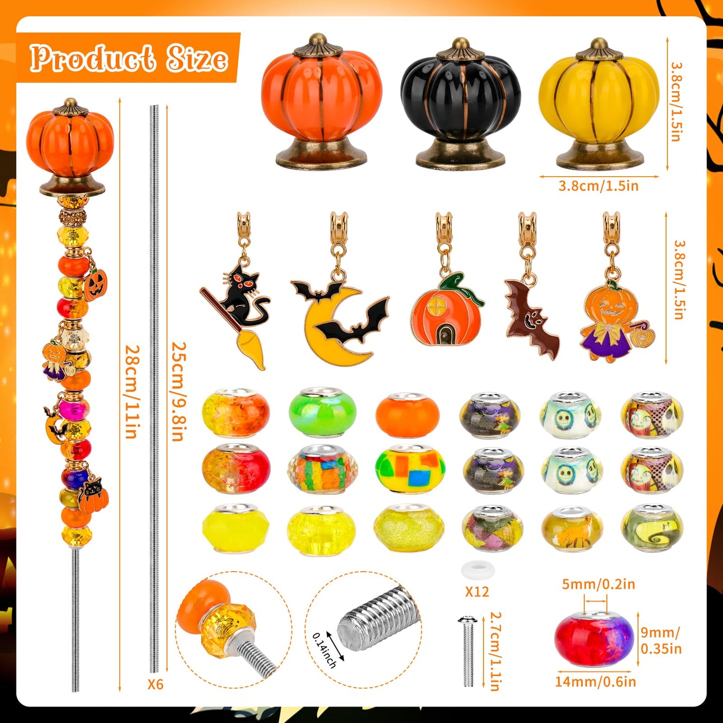 Hysagtek Halloween Fall Decorative Garden Stakes, Set of 6 Fall Metal Yard Stakes with Pumpkins, Happy Halloween Autumn Fall Outdoor Decorations