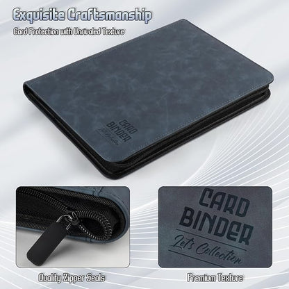 Trading Card Binder, Premium 9 Pocket Double Sided 540 Pocket PU Card Collection Binder, Collectible Trading Card Albums for MTG, TCG, Sport Card, Game Cards (Blue)