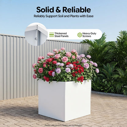 EEYBLAEEY Cube Planter Box 24x24x24 Inch, Large Square Indoor Outdoor Galvanized Steel Planter with Baking Paint, Heavy Duty Metal Flower Pot for Garden Patio Deck Yard