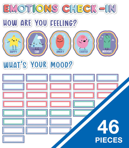 Carson Dellosa Pre-Punched We Stick Together 46-Piece Emotions Check-in Bulletin Board Set, Calming Corner Accents, Feelings Chart, Mood Board and More, Calm Down Corner, SEL Classroom Décor