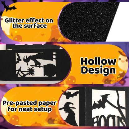 OuMuaMua 6 Pcs Halloween Table Decorations Indoor Halloween Table Centerpieces Boxes, Light up Paper Pumpkin Lanterns with Witch Spider Ghost Patterns for Spooky Party Supplies Home Decor