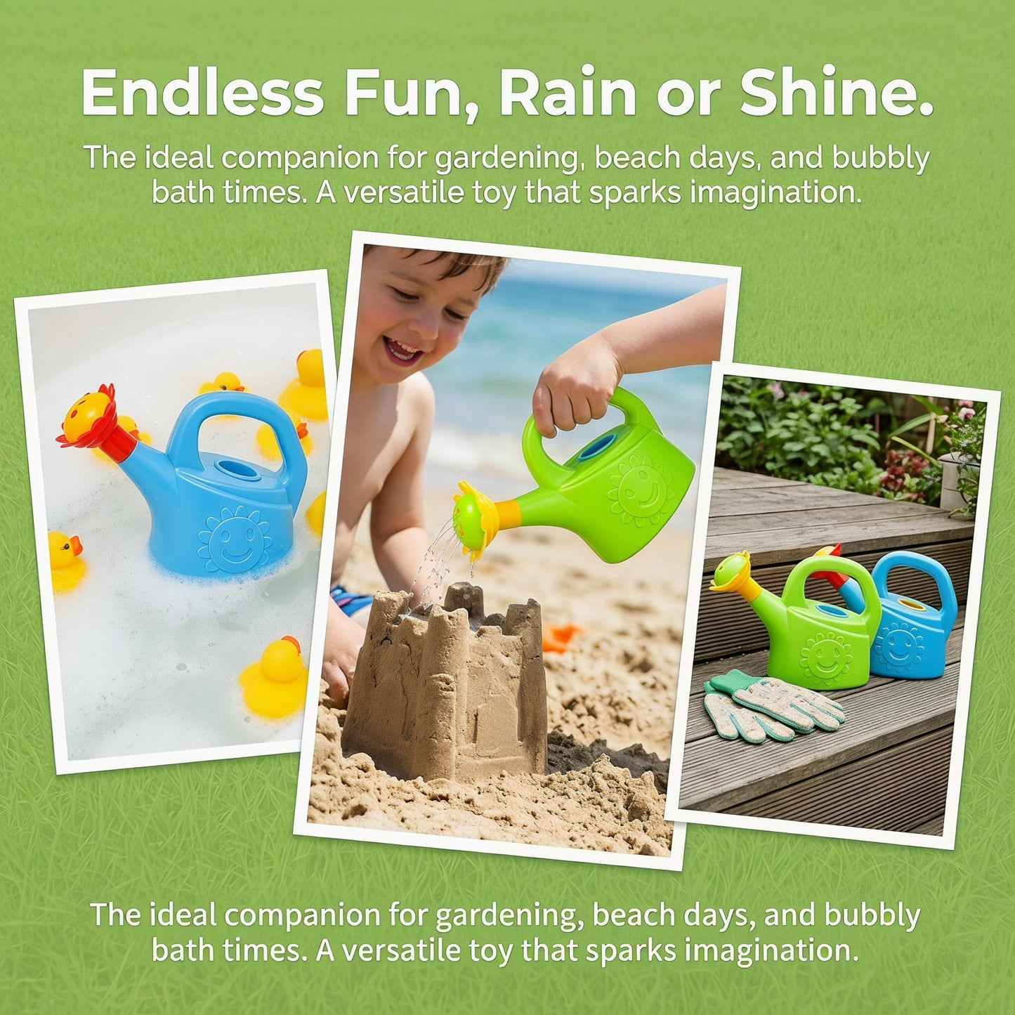 3 Pcs Kids Watering Can Toys, Mini Plastic Watering Can, Play House Garden Flower Water Pot for Toddlers, Outdoor Bath Beach Sand Toys (Random Color)
