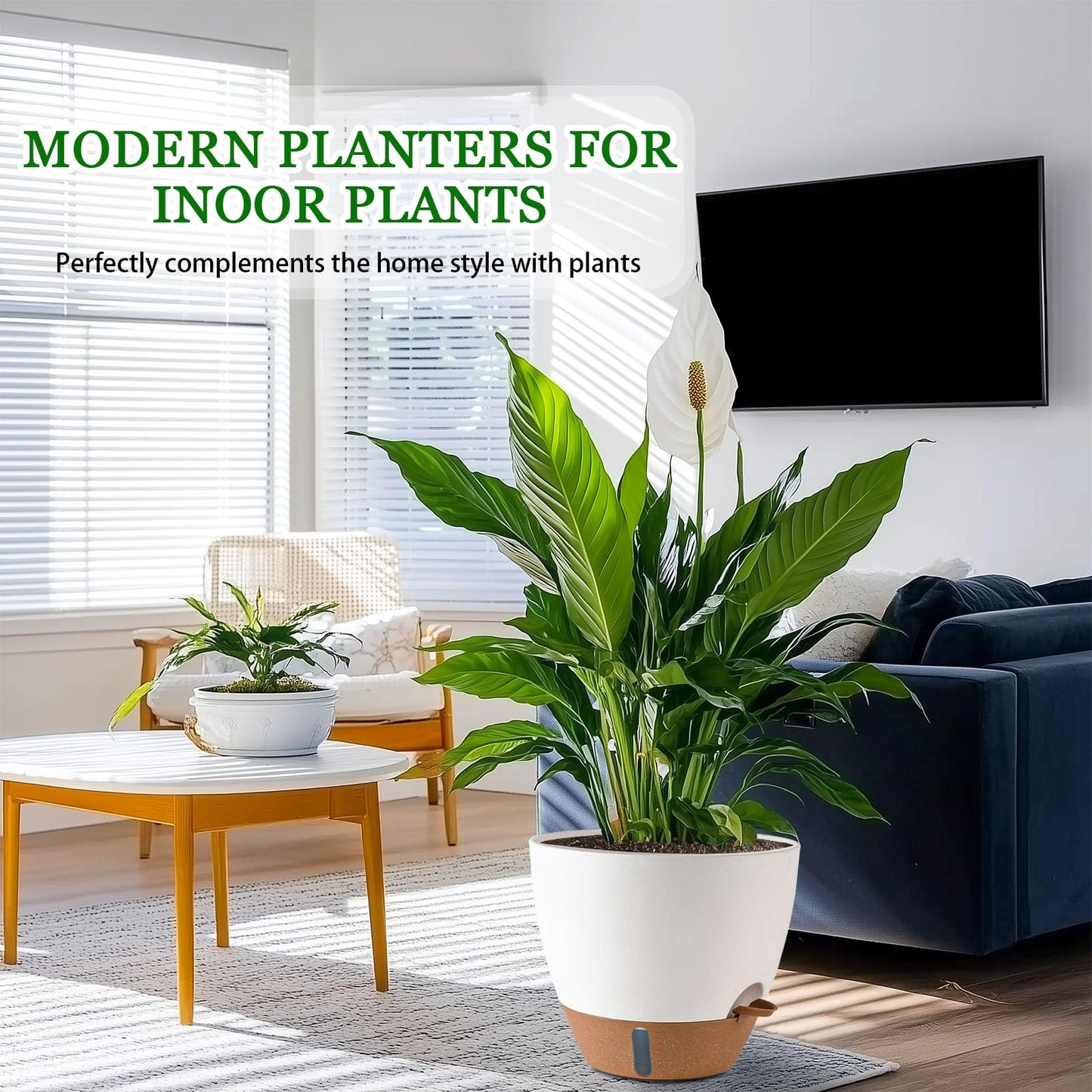 Fielda Self Watering Pots for Inoor Ourdoor Plants 8/7/6.5/6/5 Inch and 8/10/12 Inch Plant Pots for Indoor/Outdoor Plants, Plastic Planters Modern Flower Pots