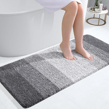 OLANLY Bathroom Runner Rugs Mat 40x20, Extra Soft Absorbent Microfiber Bath Rugs, Rubber Backing, Quick Dry, Washable Long Bath Mats for Bathroom Floor, Tub and Shower, Home Decor Accessories, Grey