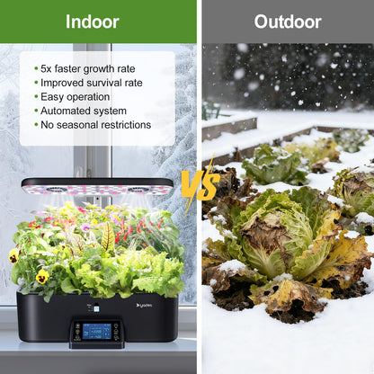 DRYADES 17-Pods Hydroponic Growing System with Dual Fans 24W Full-Spectrum Grow Light & Smart Control Panel for Indoor Gardening for Vegetables Herbs