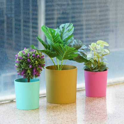 PATIKIL 4 Inch Plastic Plant Pot, 4 Pack Round Flower Planter Container for Indoor Outdoor, White