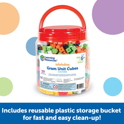 Learning Resources Interlocking Gram Unit Cubes - 1,000 Pieces, Ages 6+ Math Classroom Teaching Aids
