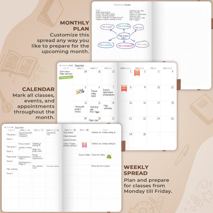 Clever Fox Teacher Planner – School Year Planner with Calendars & Lesson Plans – Teacher Plan Book for Classroom & Homeschool Organization - Undated, 7x10″, Hardcover (Rose Gold)