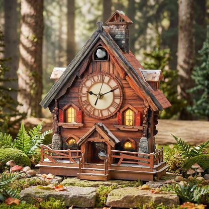 3D Puzzle for Adults Clock,Swiss Chalet Cuckoo Clock Model Kit-Mechanical DIY Pendulum Clock with Roman Numerals-Desk Home Office Decor Personalized Gifts for DIY Lover