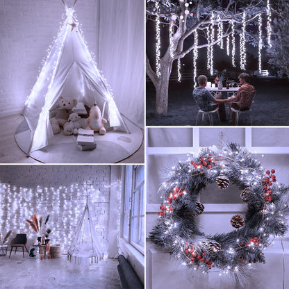 Minetom Fairy Lights - 10Feet 200 LEDs Remote String Lights, Pure White Copper for Ceiling, Bedroom, Christmas Decoration, Model JT-EL/FC045V1000