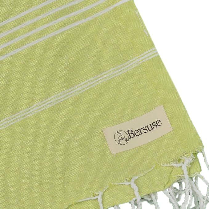 Bersuse Towels Anatolia XL Beach Blanket Throw Blanket Turkish Towel 100% Cotton Extra-Large Quick-Dry Lightweight Premium Peshtemal Towel - 61x82 Inches, Pistacho Green (Set of 3)