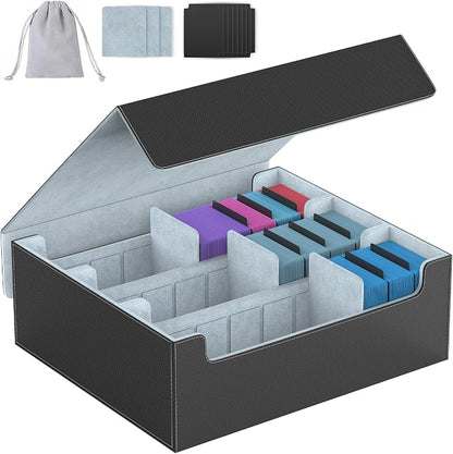 3-Row【2400+】 Trading Card Storage Box, Card Organizer Holder with 8 Dividers, Case Fit for MTG TCG Magic Commander Deck Playing Cards, Deck Box for Sport Card