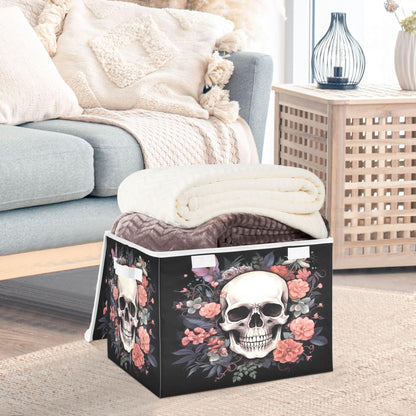 xigua Skull Storage Bins with Lids and Carrying Handle,Foldable Storage Boxes Organizer Containers Baskets Cube with Cover for Home Bedroom Closet Office