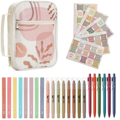 Mr. Pen- Bible Cover Case for Women, Large Bag with Durable Handle, 24-pcs Bible Journaling Kit & Study Supplies with No Bleed Highlighters and Pens, Christian Gift for Women