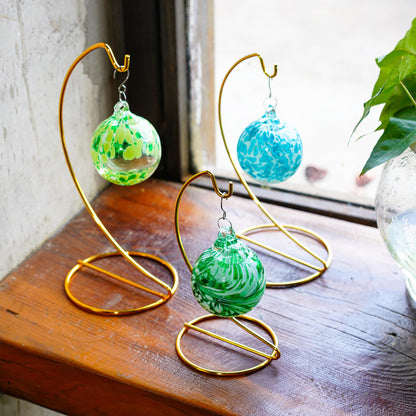 ZEERSHEE 3 Pack Gold Ornament Display Stands Hanging Hook for Air Plants, Terrariums Hanger, Glass Witch Balls, Home Wedding Christmas Decoration (9/7.9/6.3 Inch)