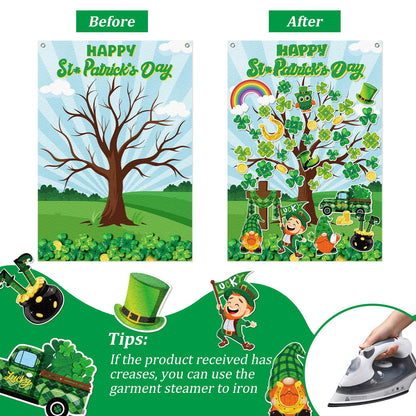 Cinrobiye St. Patrick's Day Shamrock Felt Tree Bulletin Board Kit DIY Classroom Church Religious Crafts Irish Holiday Decorations Kids Activity Supplies