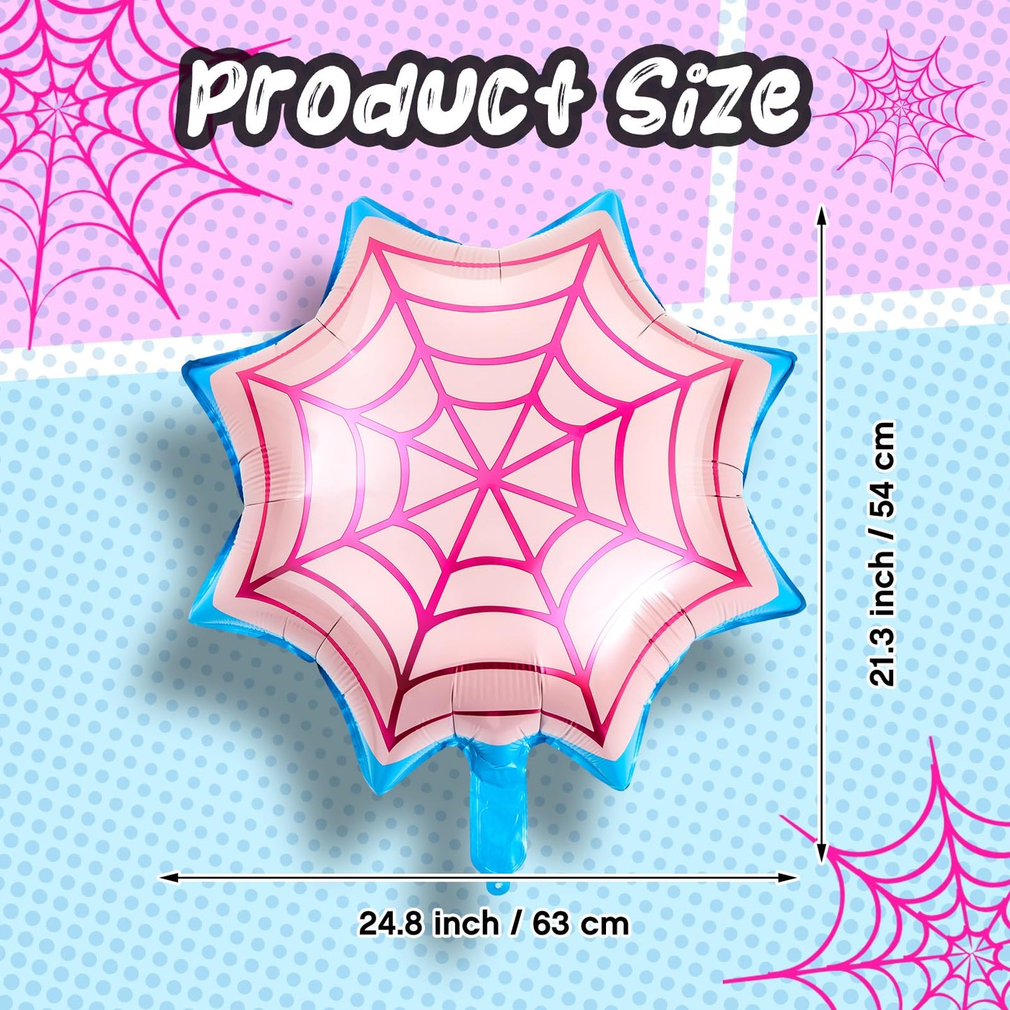 Soulchen 25" Spider Birthday Party Balloon Cartoon Characters Themed Party Decor Foil Large Spider Webs Balloons for Cartoon Carnival Theme Birthday Decorations(12 Pack,Pink)