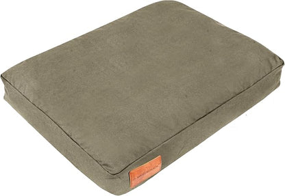 WHITEDUCK Outdoor Dog Bed Heavy-Duty 12oz Canvas, Water-Repellent Cotton, Machine Washable Removable Cover with Full-Length Zipper, Dog Bed for Large Dogs & Crate, (Olive) 35" Lx20 Wx4.3 th (M)