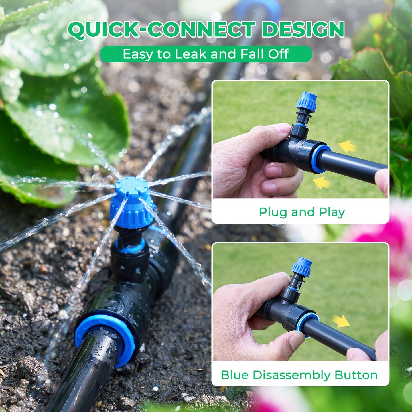 HIRALIY Raised Bed Drip Irrigation Kit Medium, DIY Garden Grid Watering System, Garden Irrigation System, for Flower Bed up to 3 x 8FT