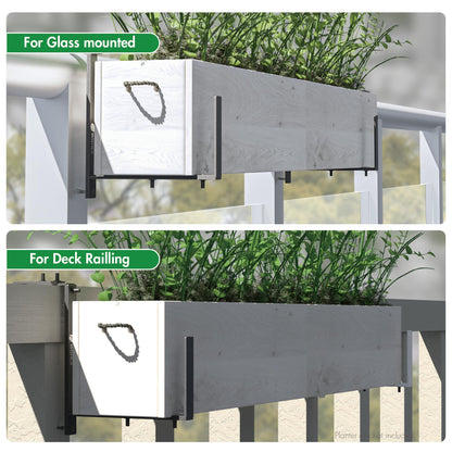 WISHCII Window Box Brackets, (5.9 to 11.8 Inches) Adjustable Planter Box Brackets, Heavy Duty Iron Flower Box Holder for Railings,- Perfect for Balconies, Fences, and Gardens (Classic Shape,4 Pack)