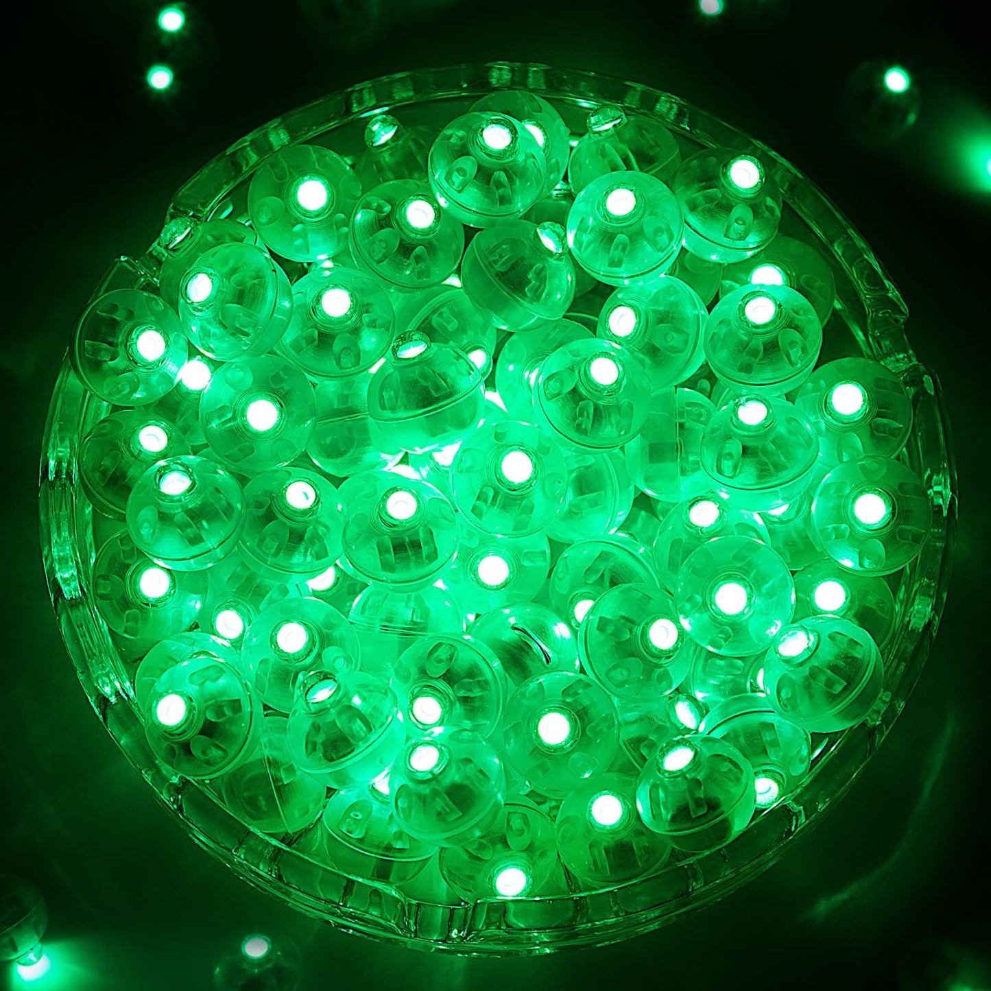 ZGWJ 100PCs Green Balloon Lights Mini, Battery Powered, Long Standby Time Waterproof Tiny Led Round Light for Paper Lantern Balloon Party Easter Eggs Wedding Christmas Halloween Decorations