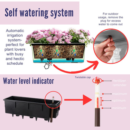 LaLaGreen Outdoor Wall Planters (20 Inch, 4 Pack) Wall Mounted Self Watering System Window Flower Boxes with Bracket, White Rectangular Plant Pot Container Indoor Modern Garden Herb Kitchen Home Decor