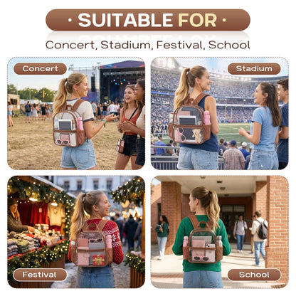 Oraben Clear Backpack Stadium Approved, 12 x 6 x 11 in, Small Transparent Backpack for Concerts, Sports Events, Festivals, Travel, Waterproof PVC, Adjustable Straps, Women Men