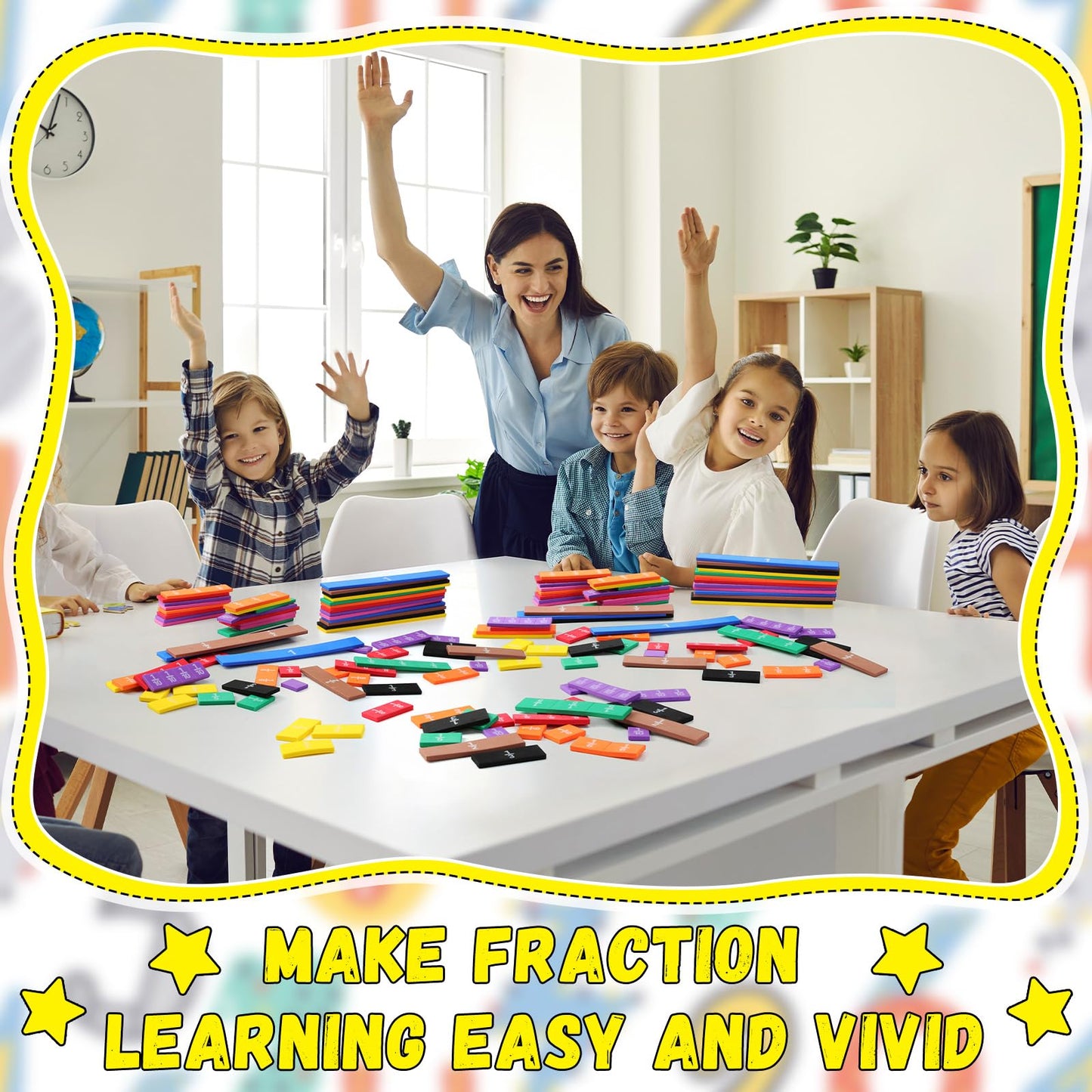 Sayglossy 36 Sets Fraction Tiles Set for Math Classroom Fractions Manipulatives Math Learning Manipulatives for Home School Supplies