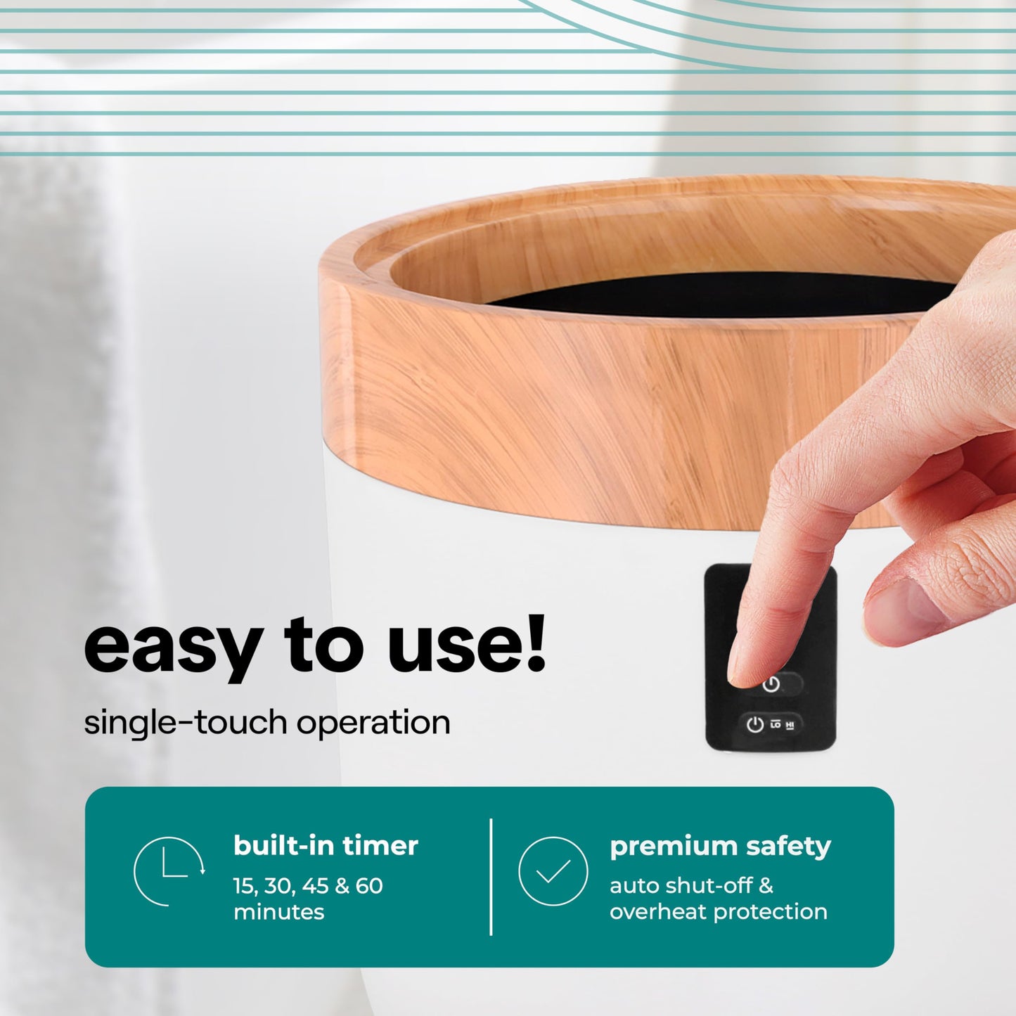 SereneLife Counter Towel Warmer Bucket - with Customized Fragrance for Spa and Bathroom, Luxury Heater, Auto Shut Off, Fits 1 Large Blanket, Bathrobe, PJs (Natural)