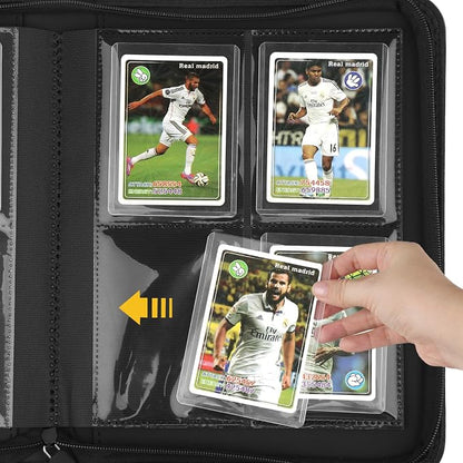 Toploader Binder, 4 Pocket Trading Card Binder Holds 128 Top Loaders, Premium Zipper Card Storage Case with Double-Sided Pockets for 3x4'' Toploaders, TCG, MTG, Sports Cards.(light blue)