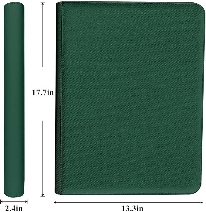 Trading Card Binder 16 Pocket, 1664 Pockets Ringless PU Cover Card Collection Binder, Double Sided Card Binder Collector Album, Card Folder for MTG, TCG, Sports Cards, Game Card (Green, 16Pockets)