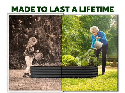 Plant & Plot Galvanized Raised Garden Beds Outdoor // 4×2×1 ft (2-Pack) Planter Raised Beds for Gardening, Vegetables, Flowers // Large Metal Garden Box // Patented Tool-Free Design (Black)