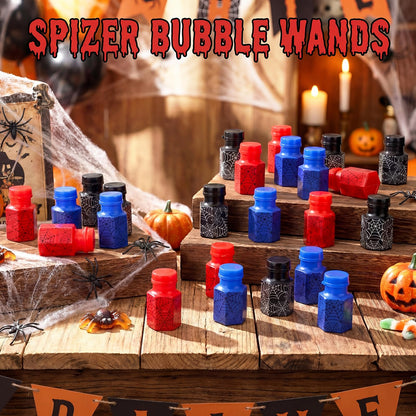 Hollowfly 48 Pcs Spider Party Favors Spider Bubble Wands Mini Bubble Bottles Birthday Party Supplies for Outdoor Activity Birthday Supplies Summer Gifts Goodie Bag Stuffers